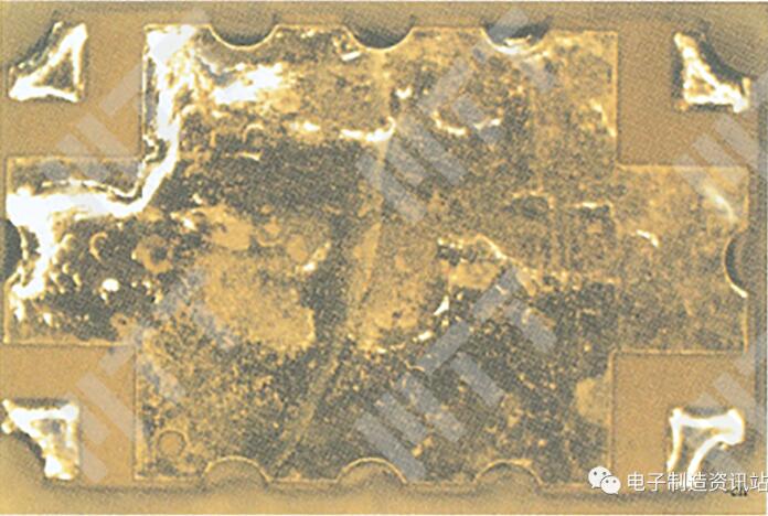 浸錫表面涂覆層呈現(xiàn)嚴(yán)重的退潤(rùn)濕